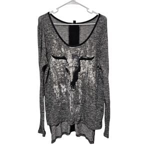 Rock & Republic Tunic Top Women's Large Western Long Sleeve Sparkle Gray